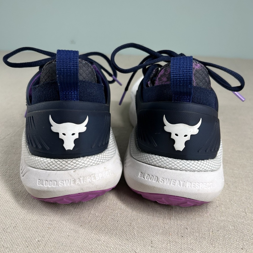 Size 9 - Under Armour Project Rock 5 Disrupt White Midnight Navy W - Picture 6 of 10